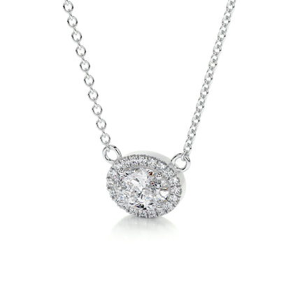 1.2 TCW Oval Moissanite Halo Necklace