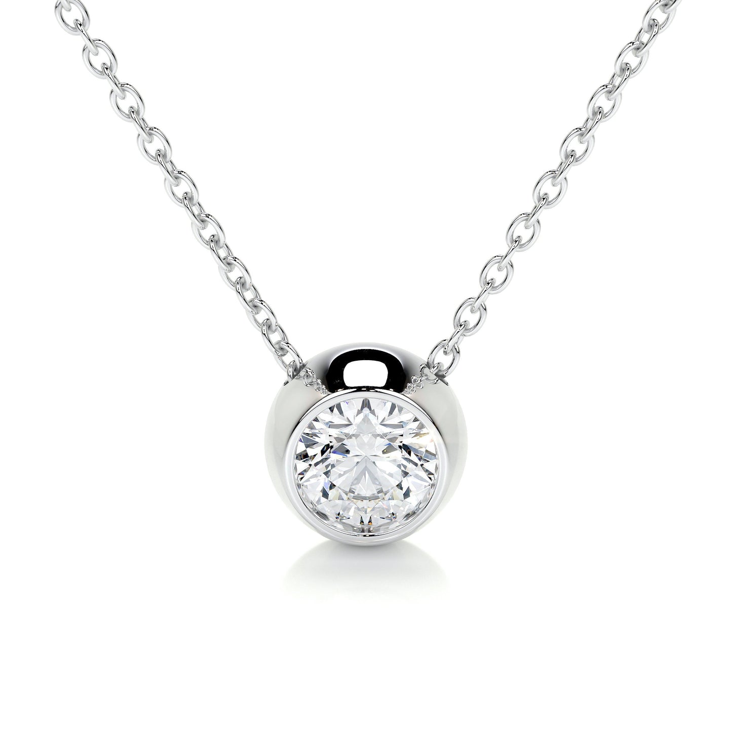 1 CT Round Moissanite Bezel Pendant Necklace