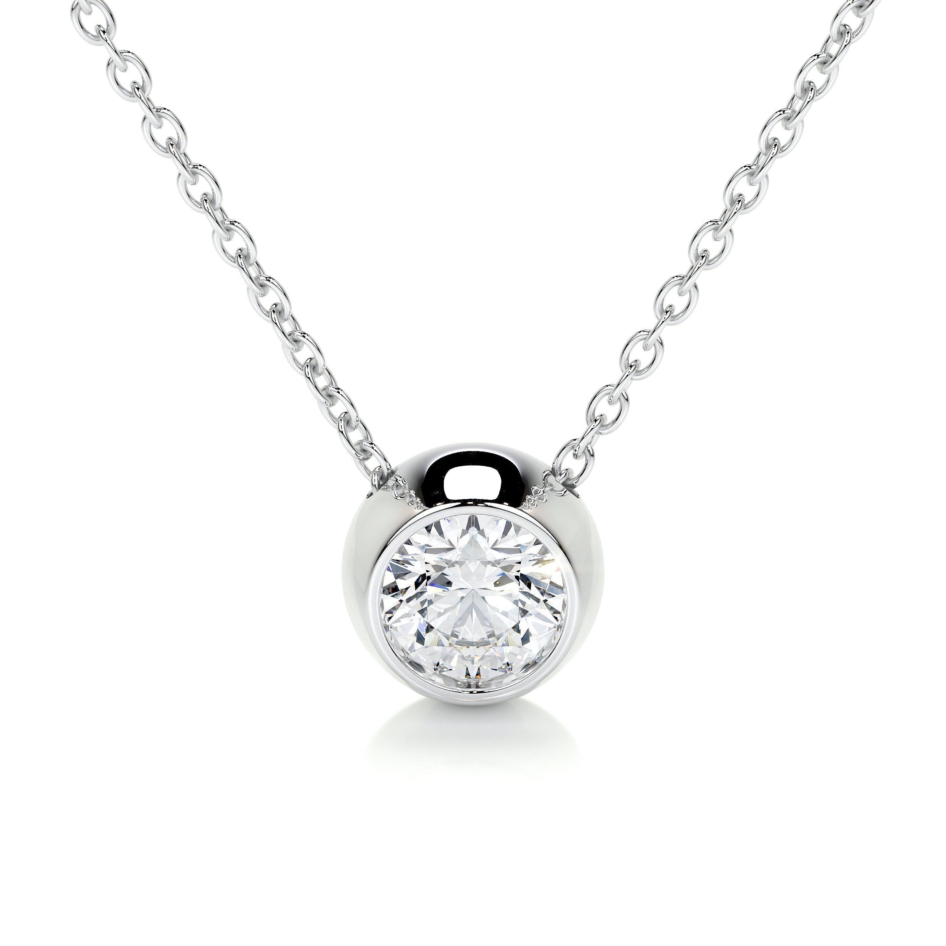 1 CT Round Moissanite Bezel Pendant Necklace