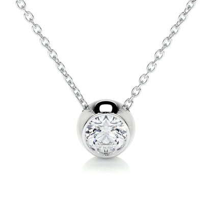 1 CT Round Moissanite Bezel Pendant Necklace
