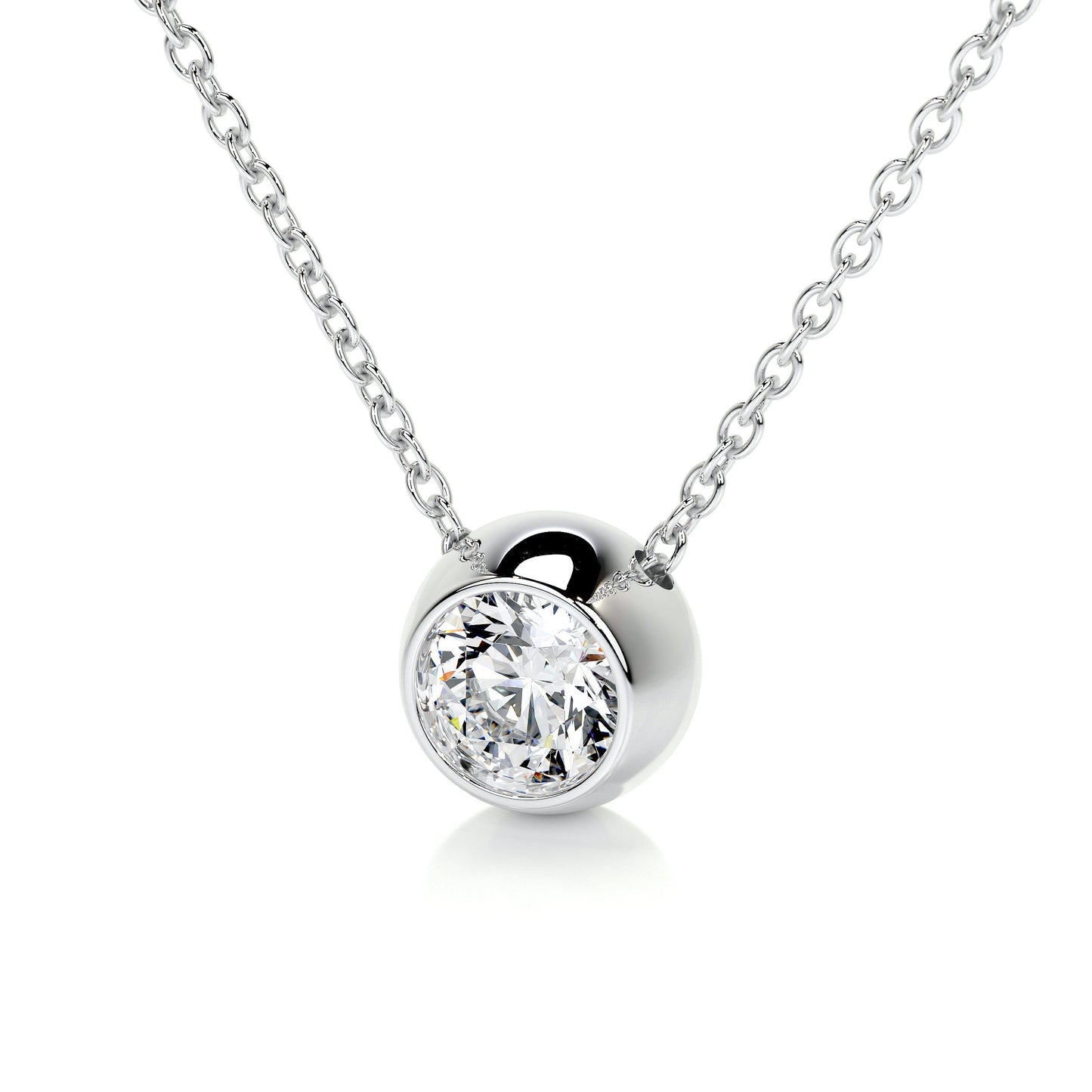 1 CT Round Moissanite Bezel Pendant Necklace