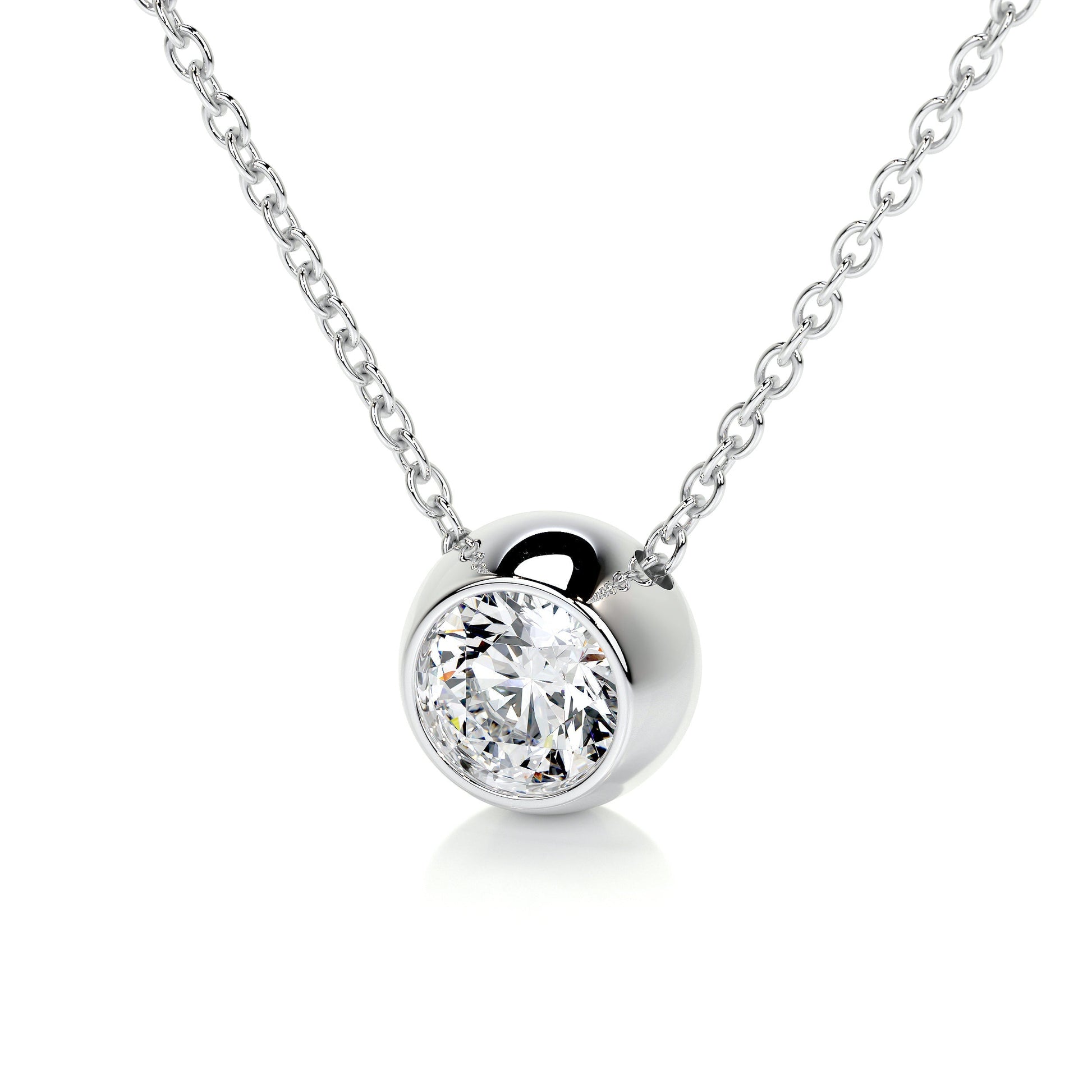 1 CT Round Moissanite Bezel Pendant Necklace