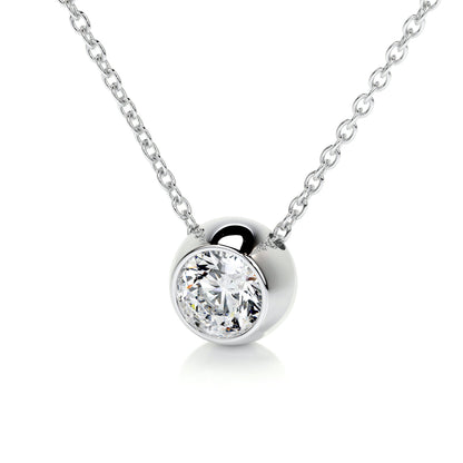 1 CT Round Moissanite Bezel Pendant Necklace