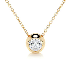 1 CT Round Moissanite Bezel Pendant Necklace