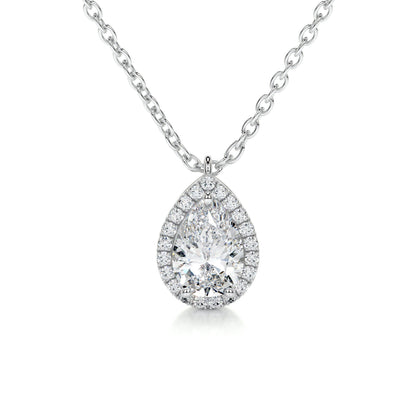 1.75 TCW Pear Moissanite Halo Necklace