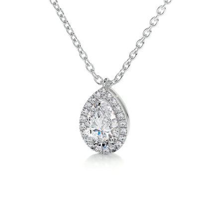 1.75 TCW Pear Moissanite Halo Necklace