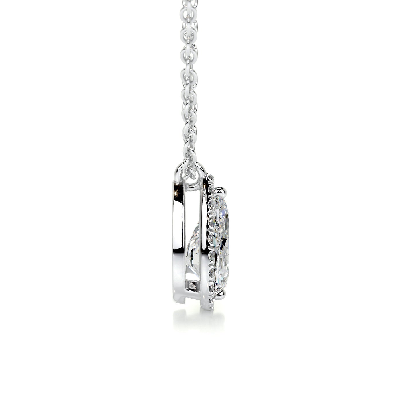 1.75 TCW Pear Moissanite Halo Necklace