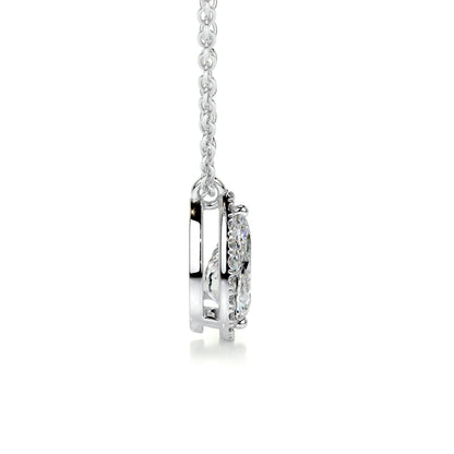 1.75 TCW Pear Moissanite Halo Necklace