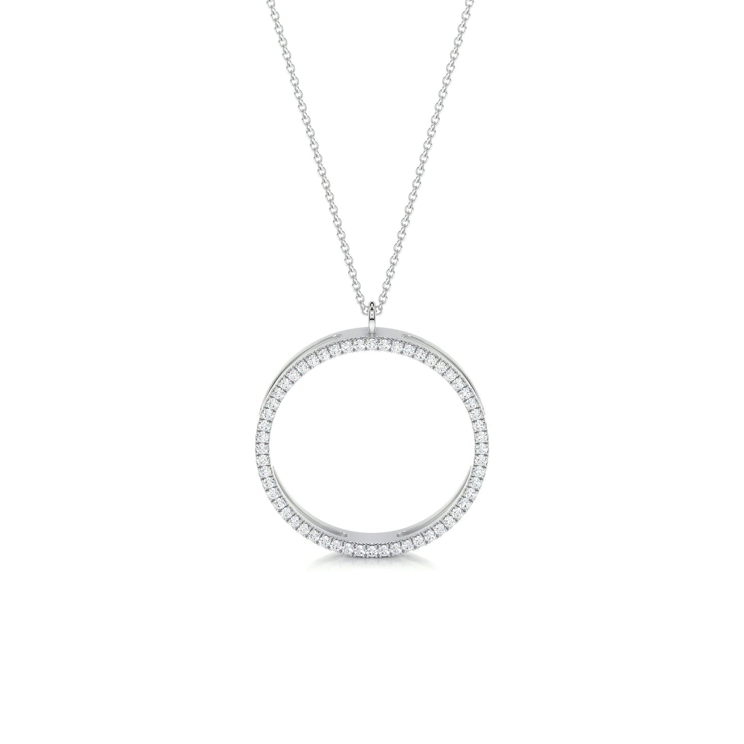 0.3 TCW Round Moissanite Halo Hoop Necklace