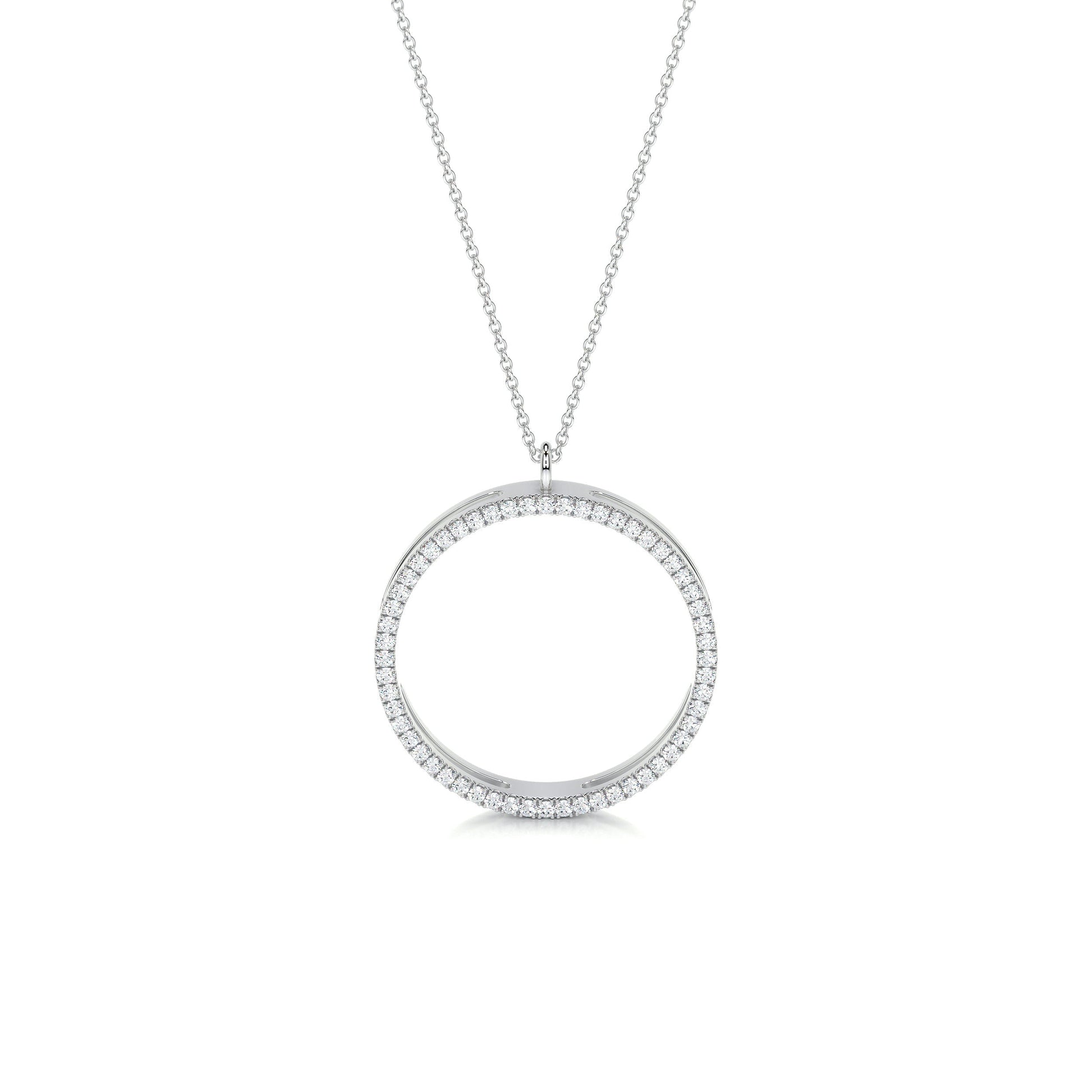 0.3 TCW Round Moissanite Halo Hoop Necklace