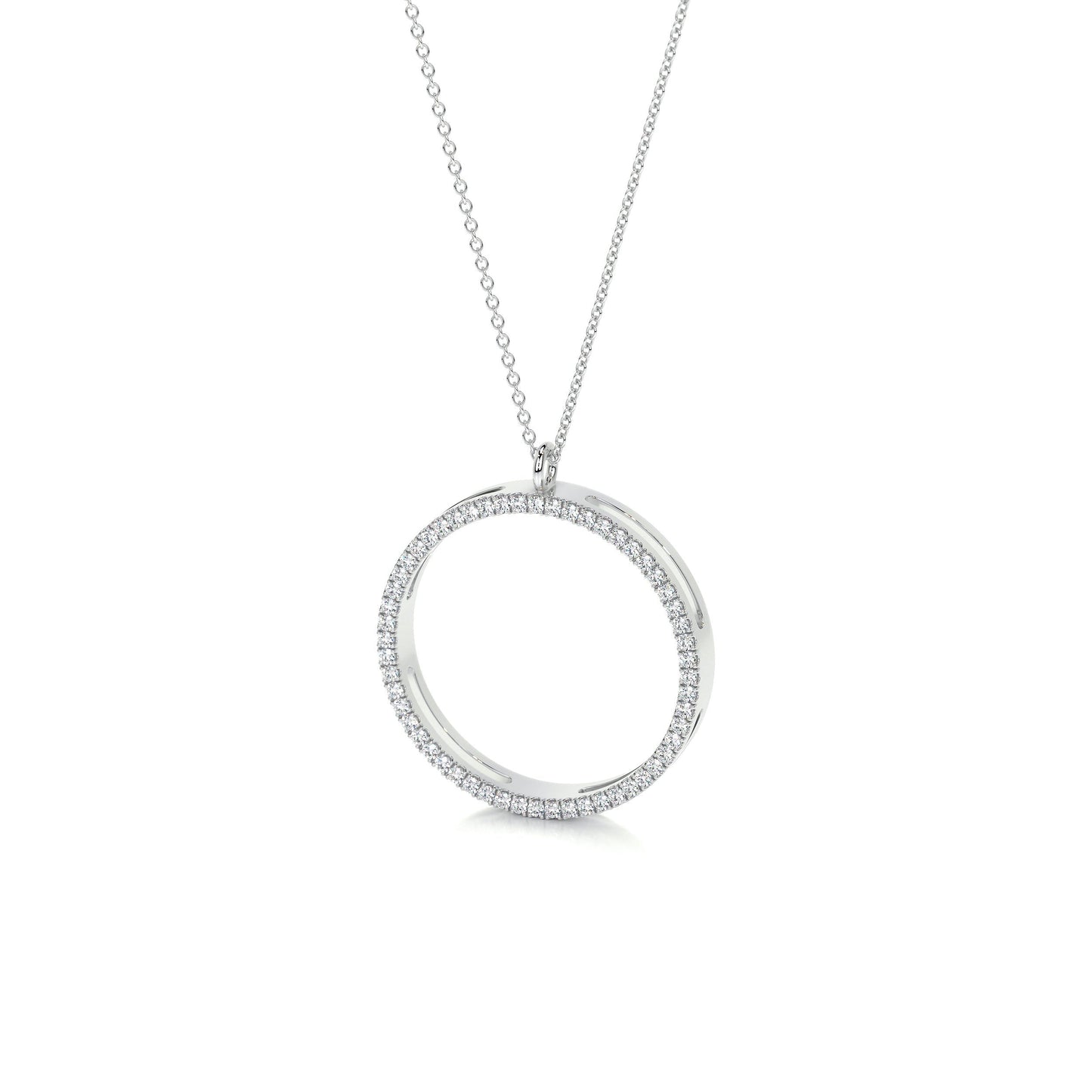 0.3 TCW Round Moissanite Halo Hoop Necklace