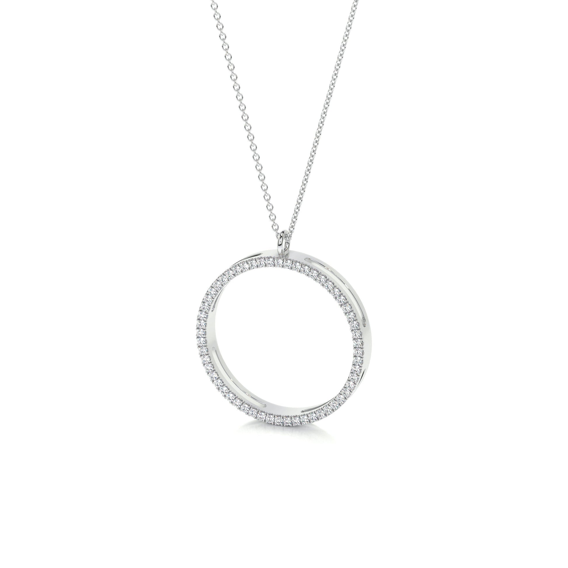 0.3 TCW Round Moissanite Halo Hoop Necklace