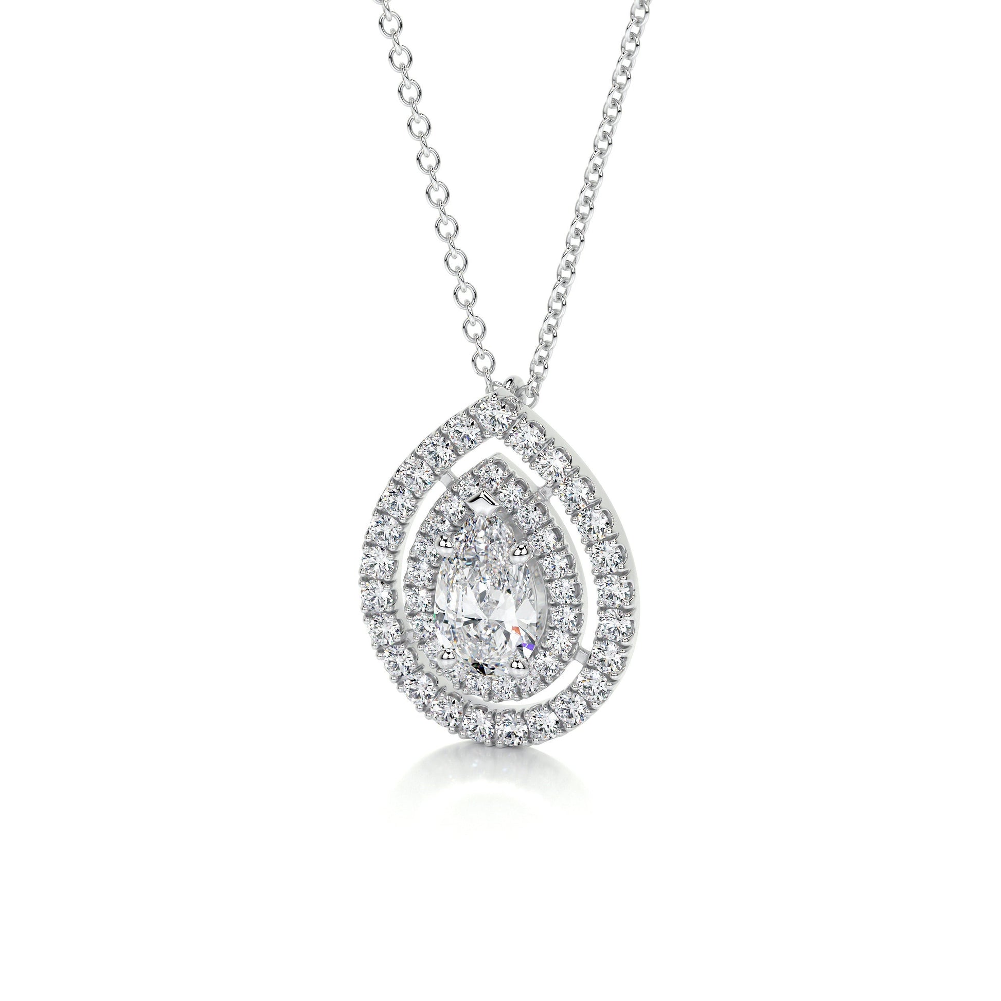 1.5 TCW Pear Moissanite Double Halo Necklace