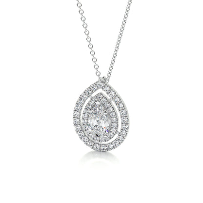 1.5 TCW Pear Moissanite Double Halo Necklace