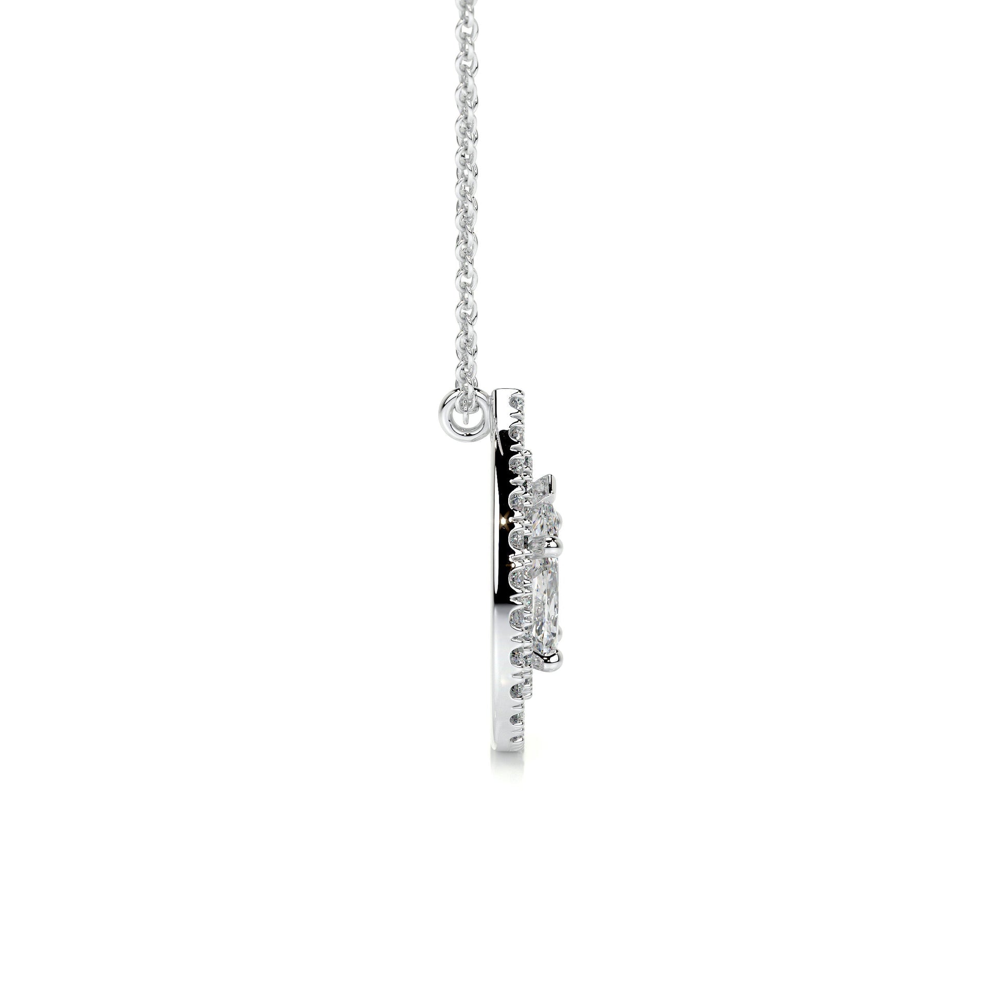 1.5 TCW Pear Moissanite Double Halo Necklace