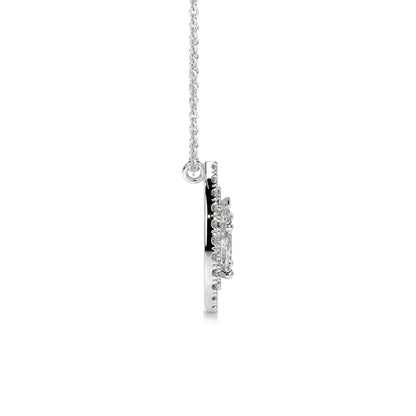 1.5 TCW Pear Moissanite Double Halo Necklace