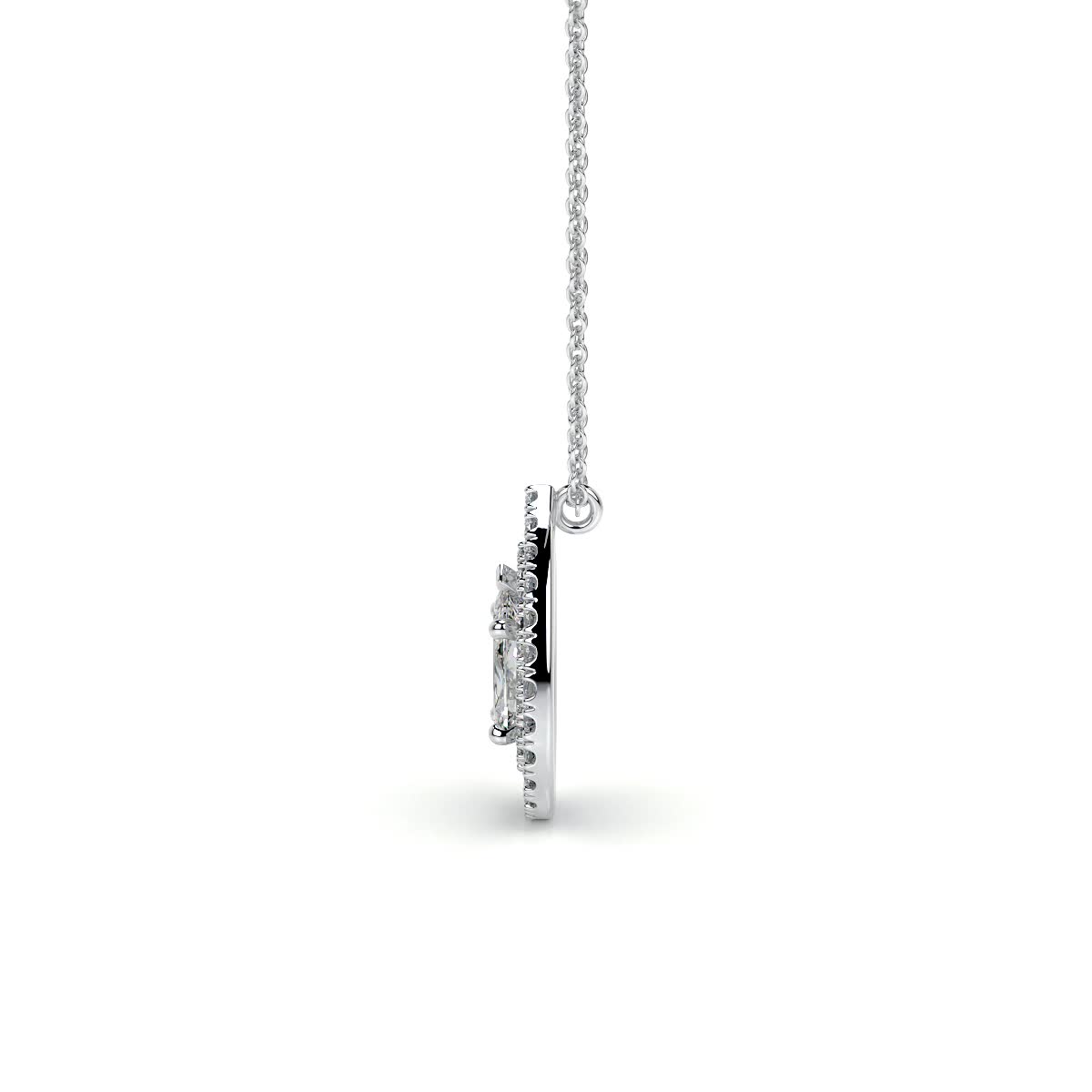 1.5 TCW Pear Moissanite Double Halo Necklace