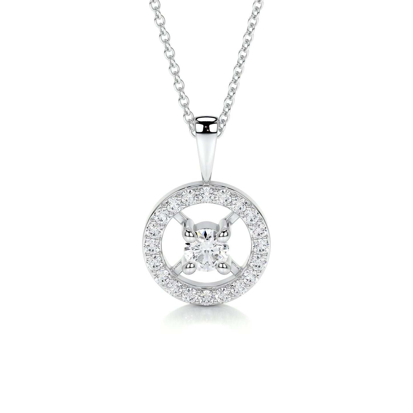 1 TCW Round Moissanite Halo Necklace