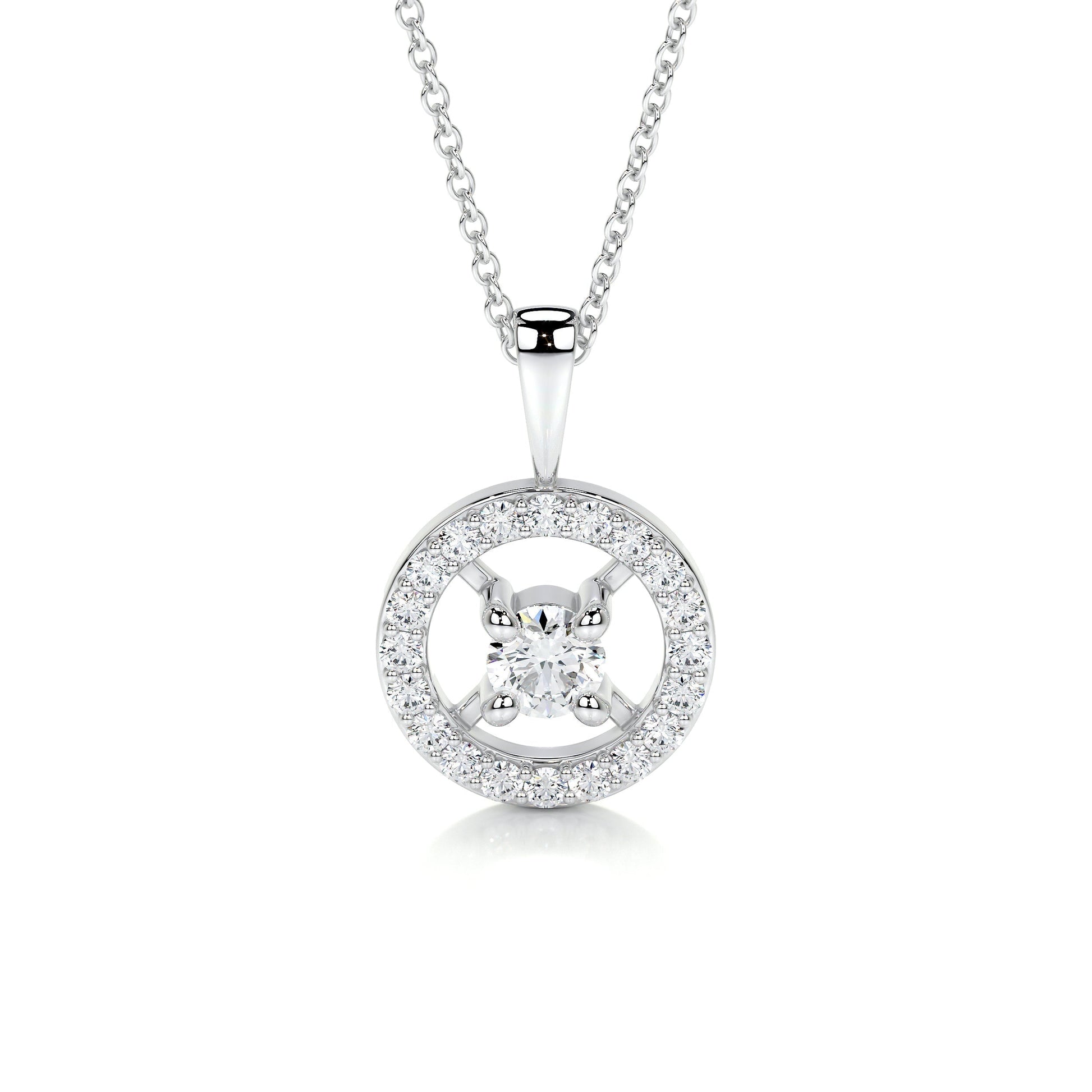 1 TCW Round Moissanite Halo Necklace