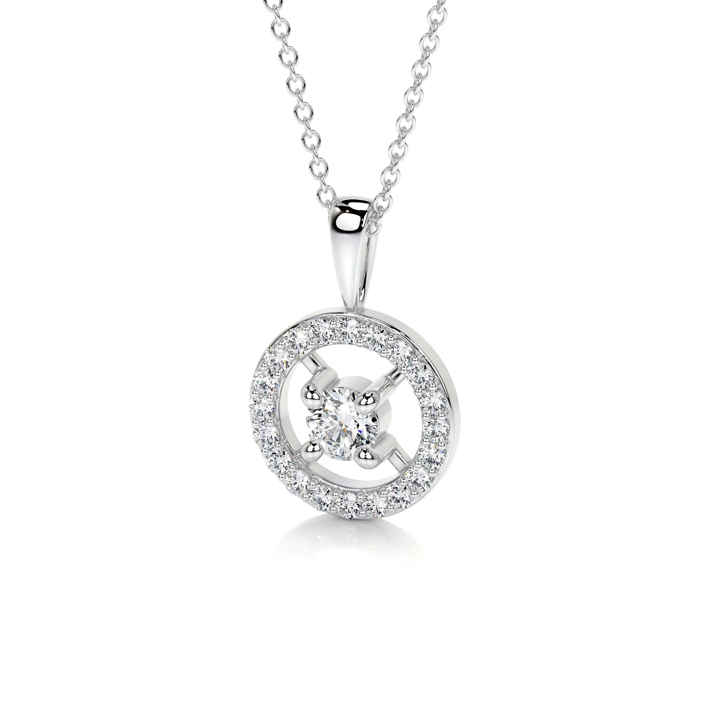 1 TCW Round Moissanite Halo Necklace