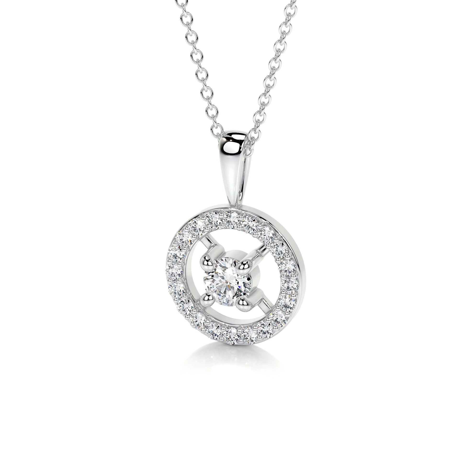 1 TCW Round Moissanite Halo Necklace
