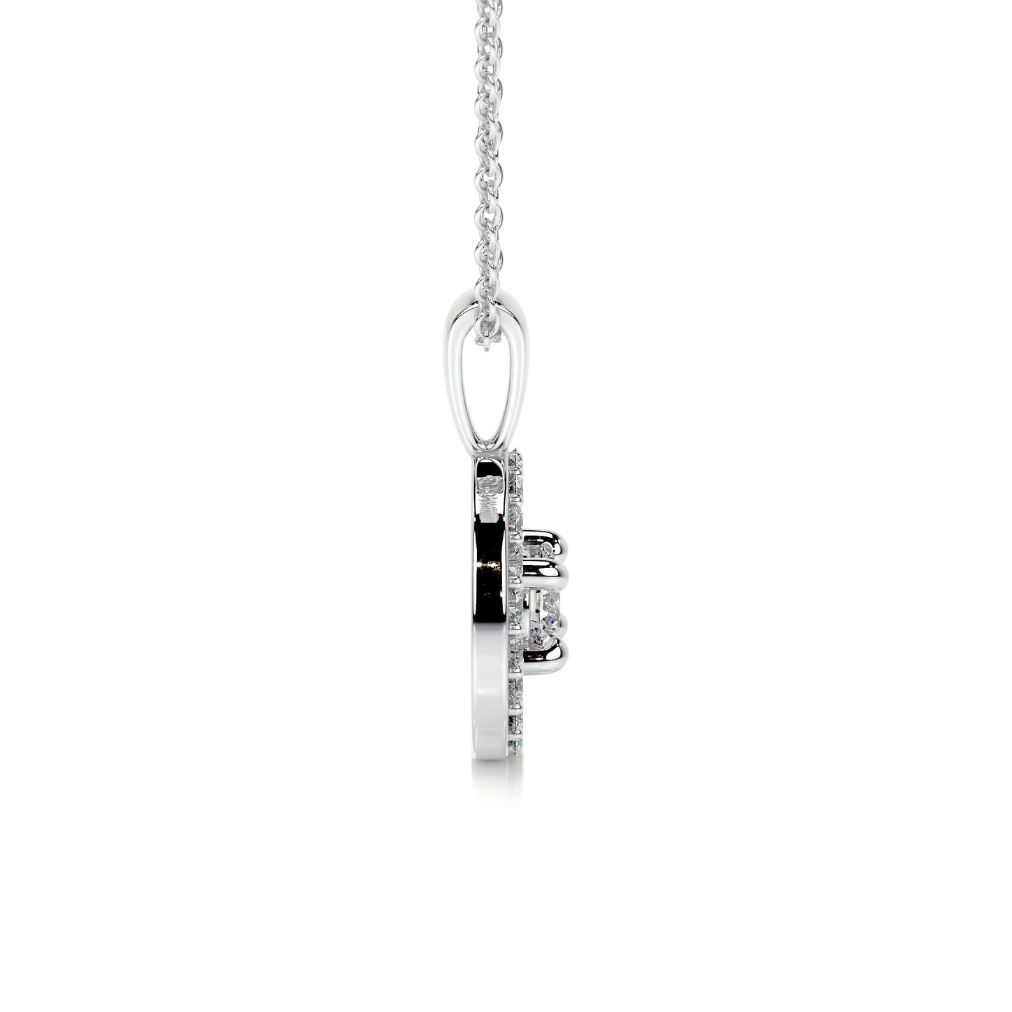 1 TCW Round Moissanite Halo Necklace