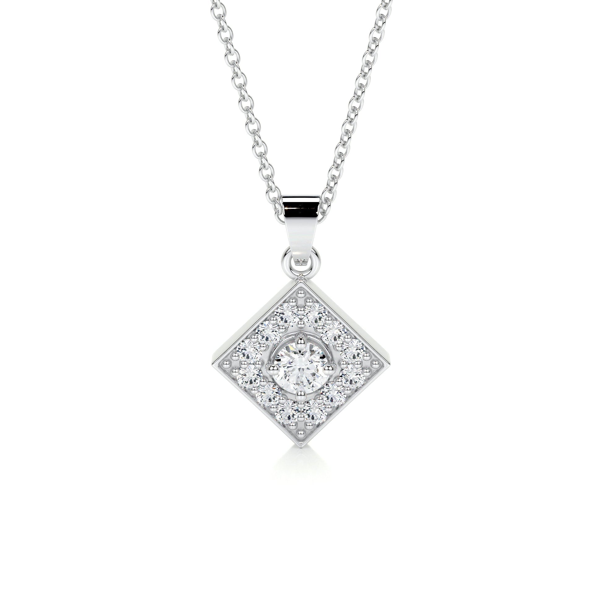 0.6 TCW Round Moissanite Halo Pendant Necklace