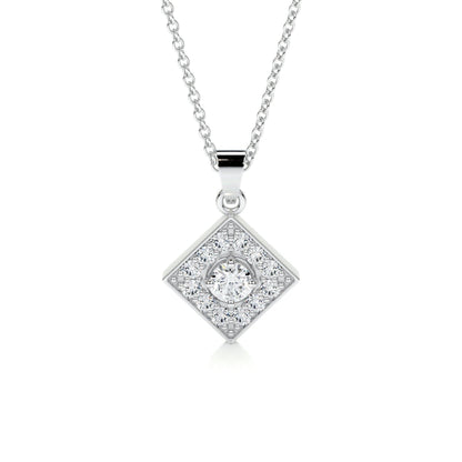 0.6 TCW Round Moissanite Halo Pendant Necklace