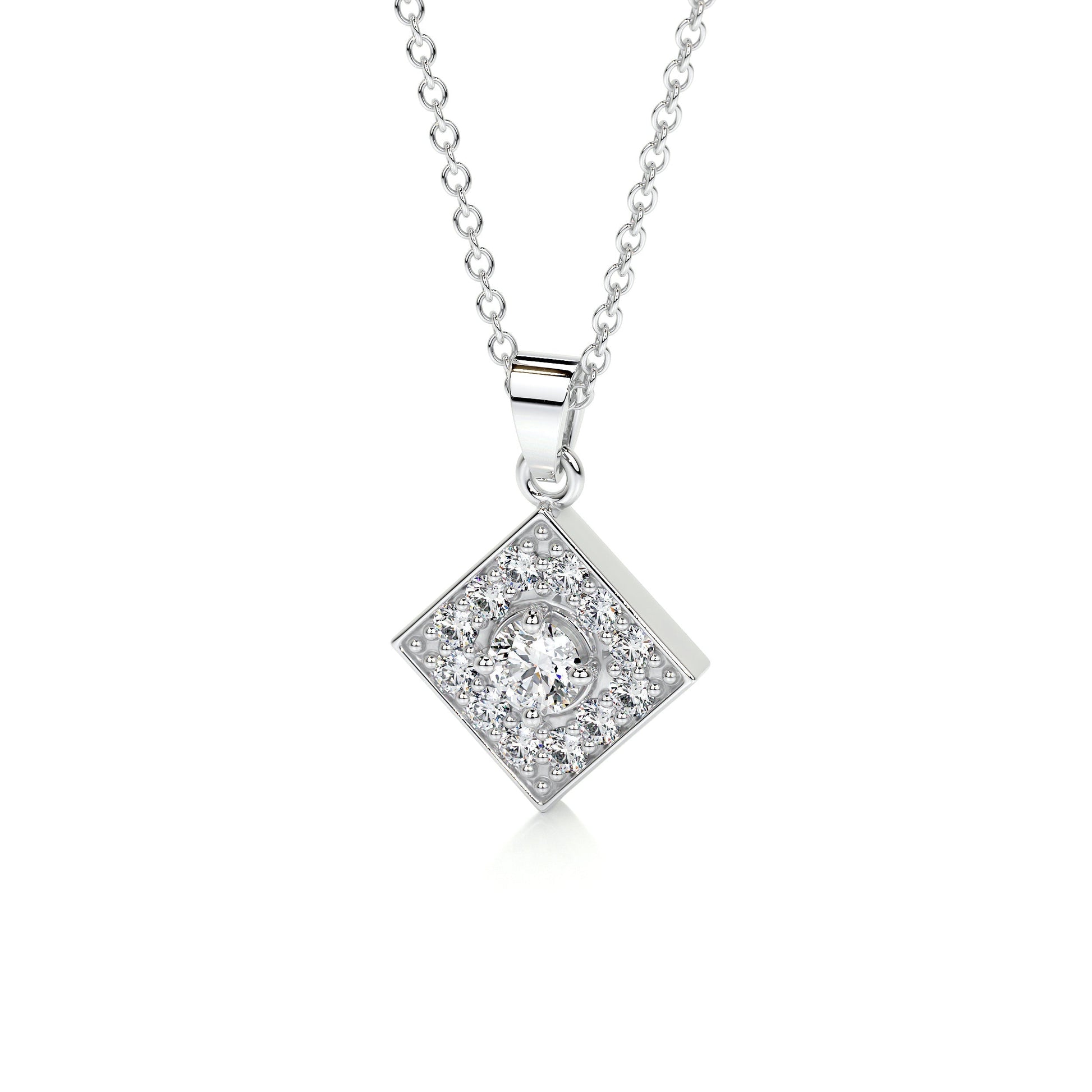 0.6 TCW Round Moissanite Halo Pendant Necklace