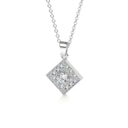 0.6 TCW Round Moissanite Halo Pendant Necklace