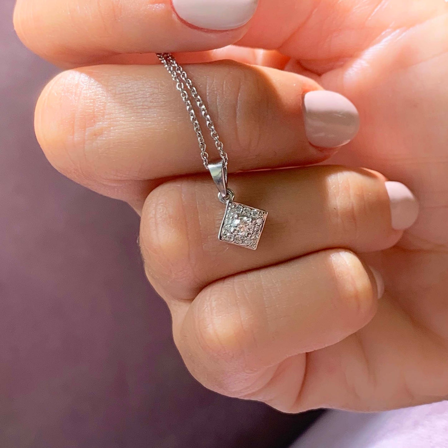 0.6 TCW Round Moissanite Halo Pendant Necklace