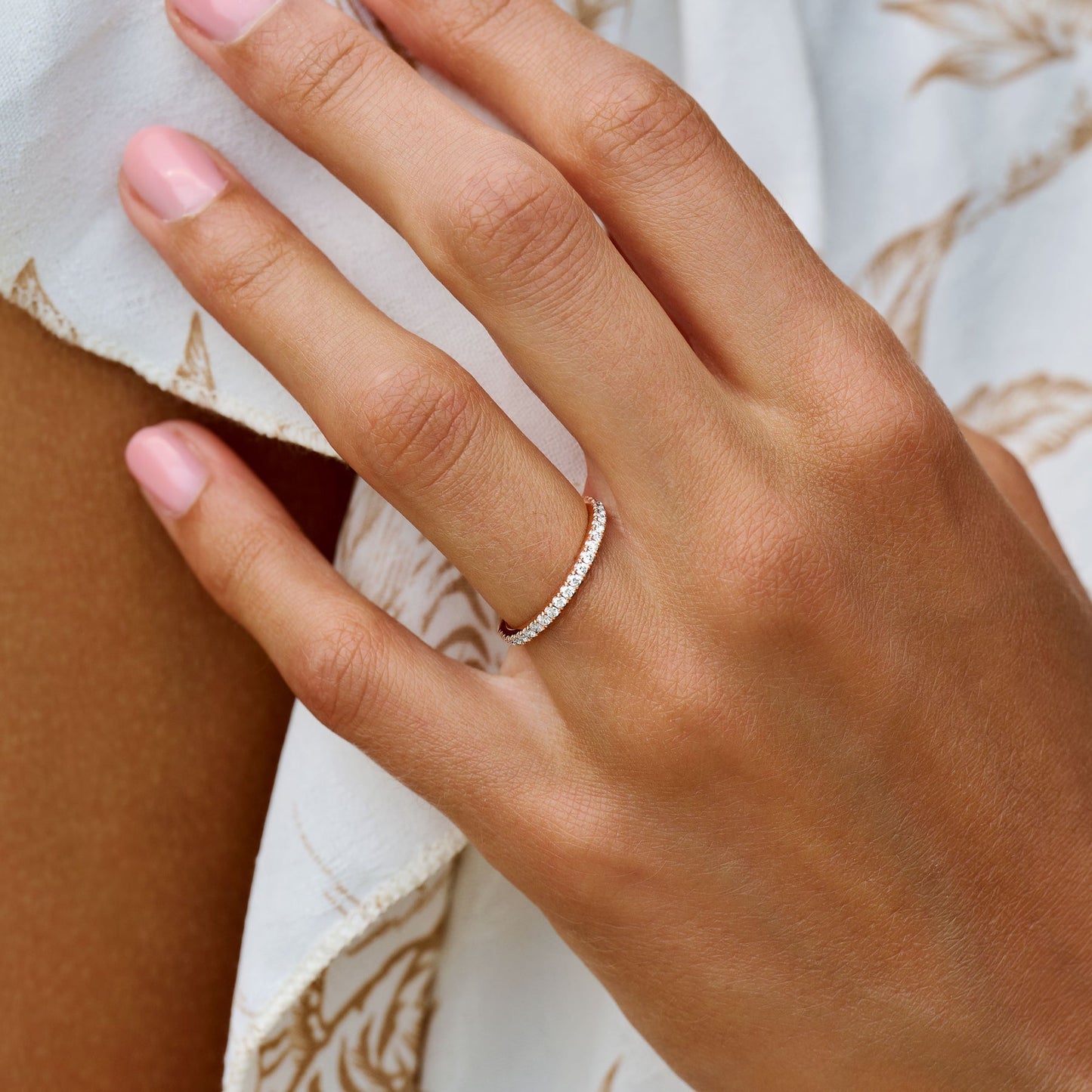 0.45 TCW Round Full Eternity Moissanite Wedding Band