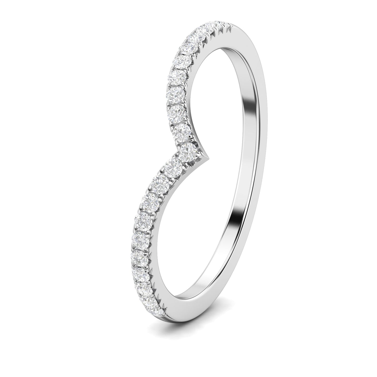 0.3 TCW Round Curved Moissanite Wedding Band