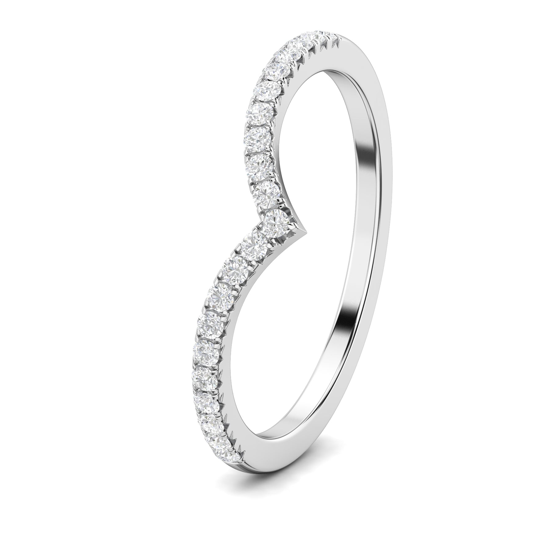 0.3 TCW Round Curved Moissanite Wedding Band