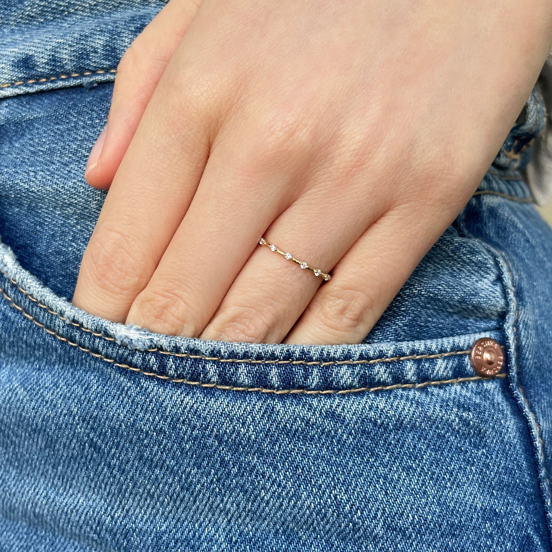 0.3 TCW Round Dainty Moissanite Wedding Band