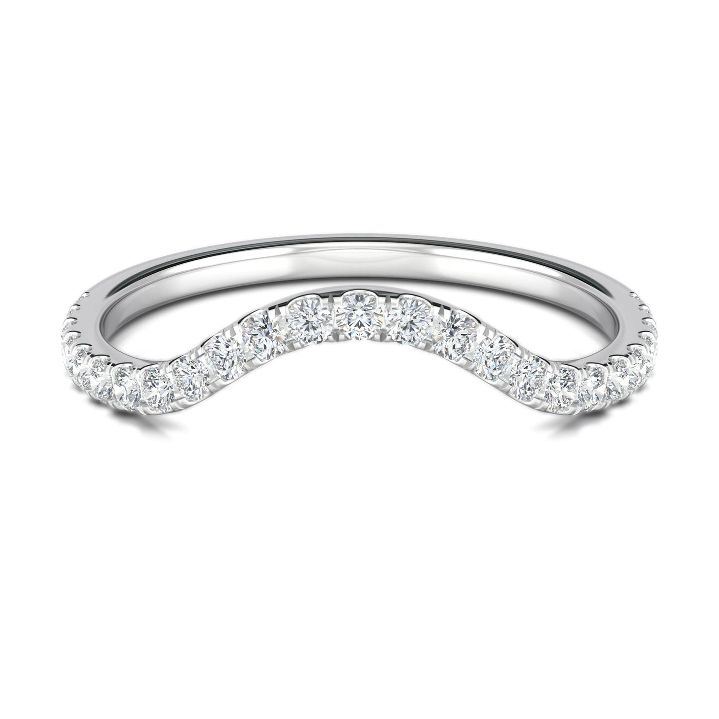 0.3 TCW Round Curved Moissanite Wedding Band