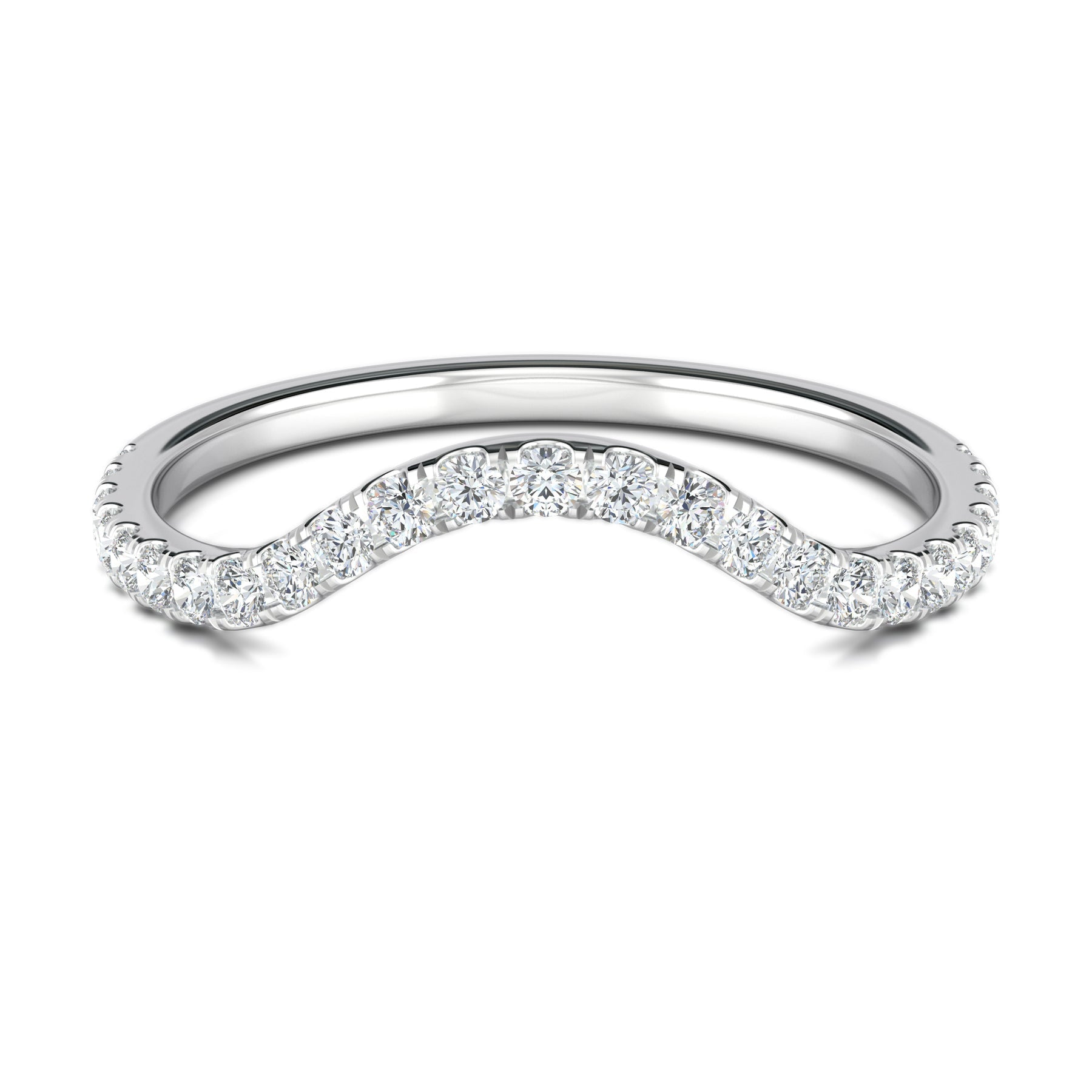 0.3 TCW Round Curved Moissanite Wedding Band