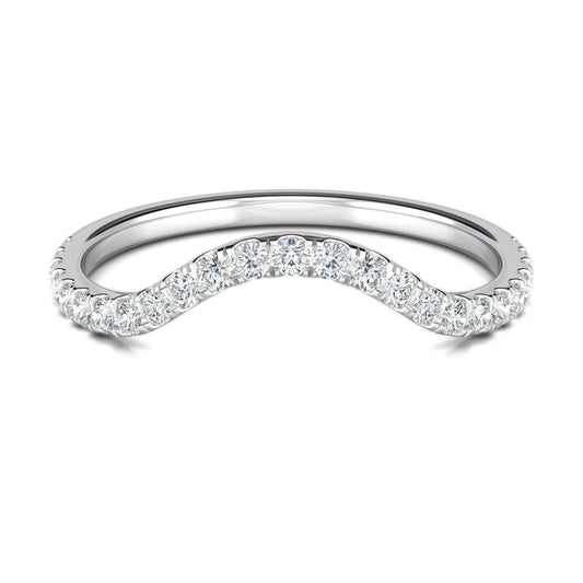 0.3 TCW Round Curved Moissanite Wedding Band