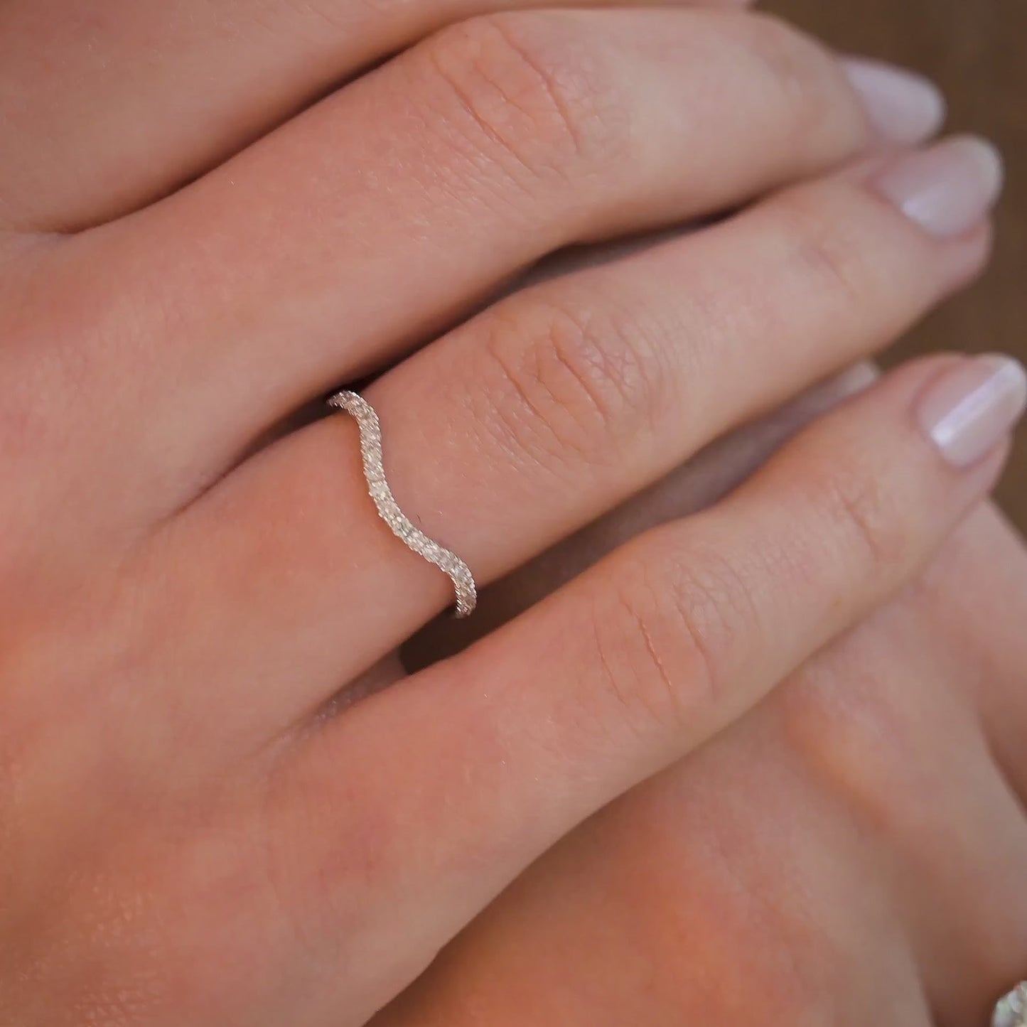 0.3 TCW Round Curved Moissanite Wedding Band