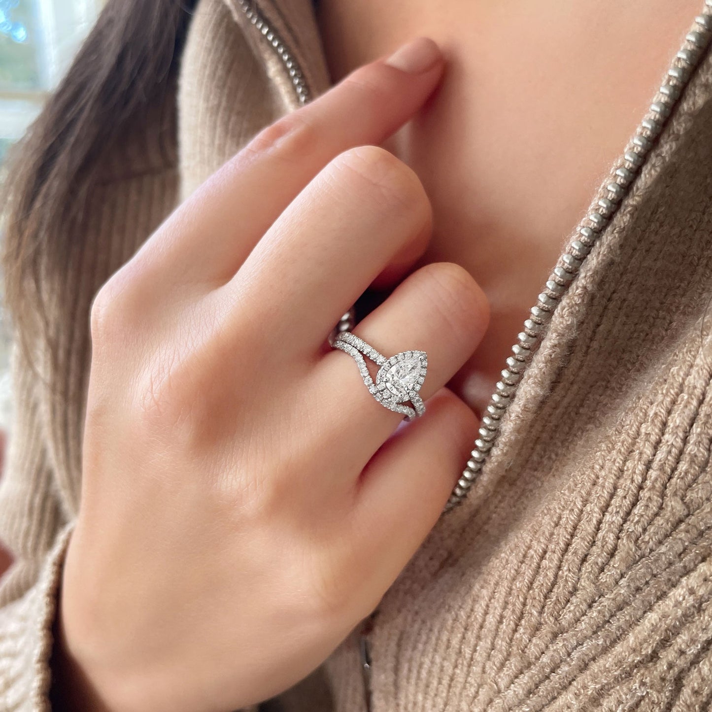0.3 TCW Round Curved Moissanite Wedding Band
