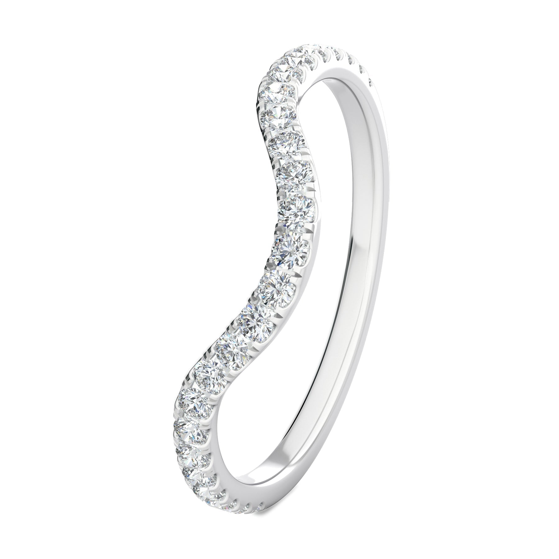 0.3 TCW Round Curved Moissanite Wedding Band