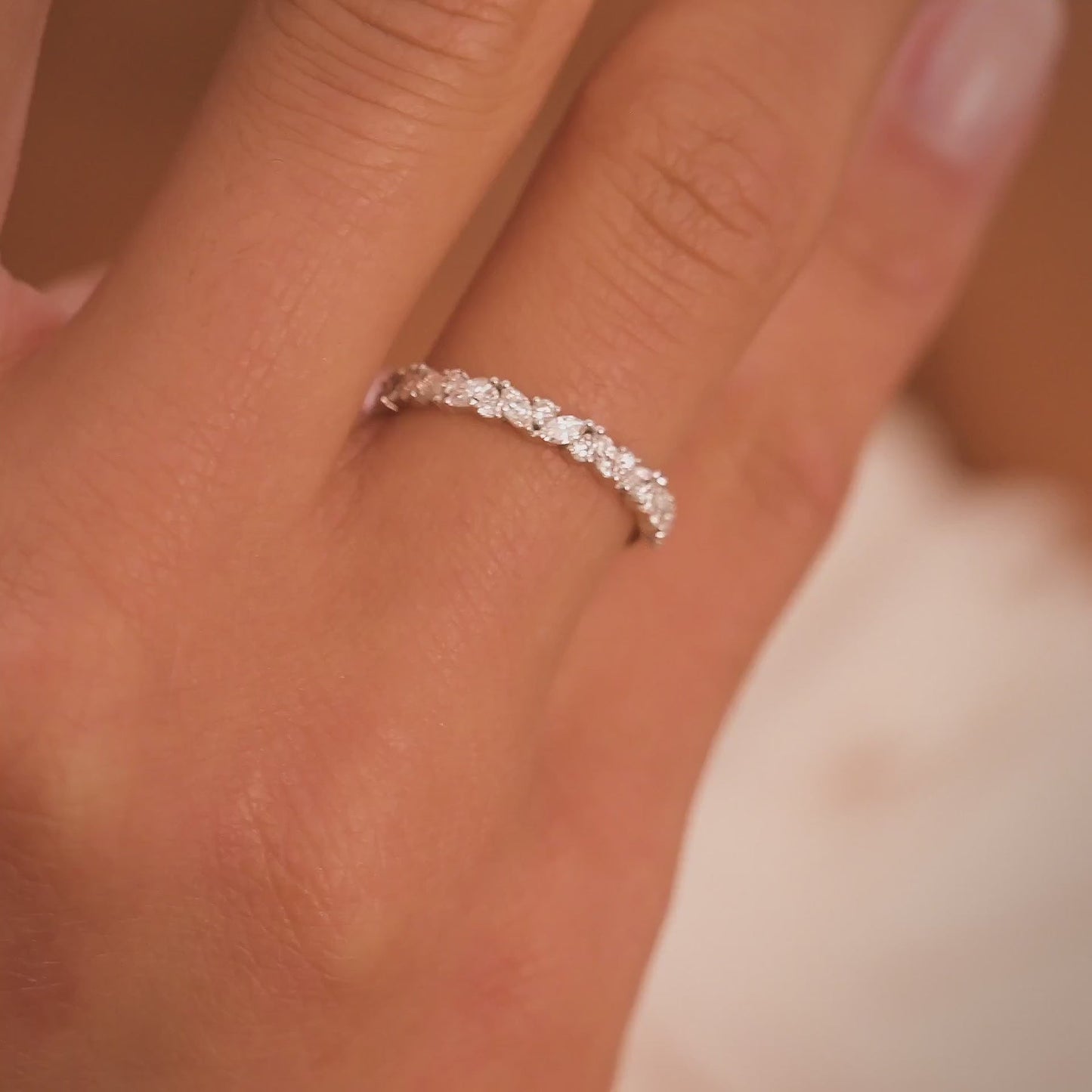 0.4 TCW Round & Marquise Cluster Moissanite Wedding Band