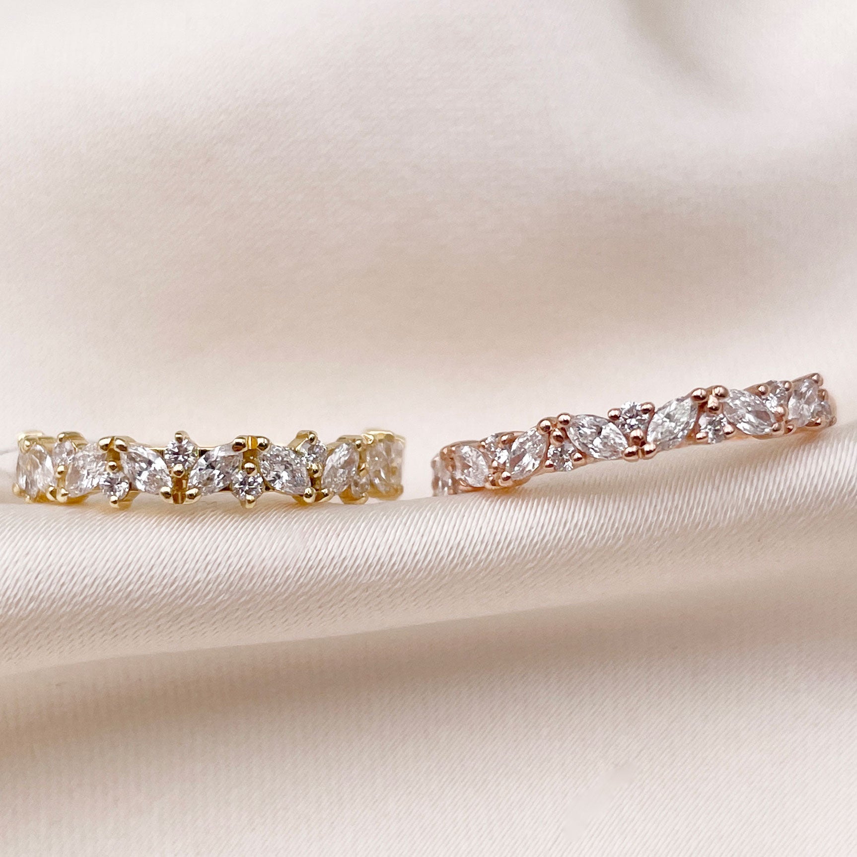 0.4 TCW Round & Marquise Cluster Moissanite Wedding Band