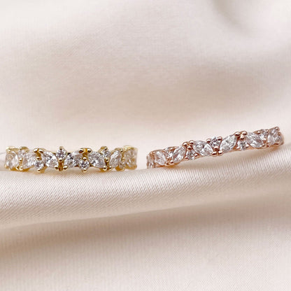 0.4 TCW Round & Marquise Cluster Moissanite Wedding Band