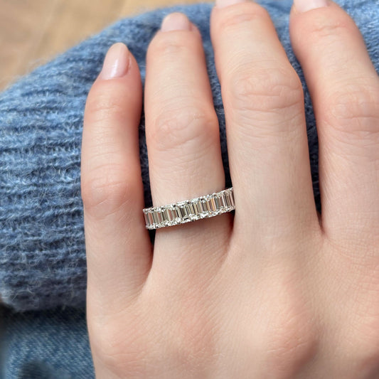 4.6 TCW Emerald Full Eternity Moissanite Wedding Band