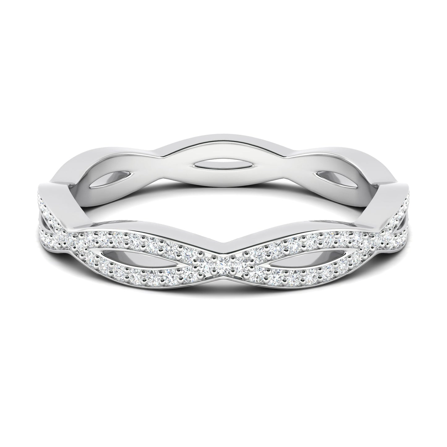 0.34 TCW Round Twisted Moissanite Wedding Band