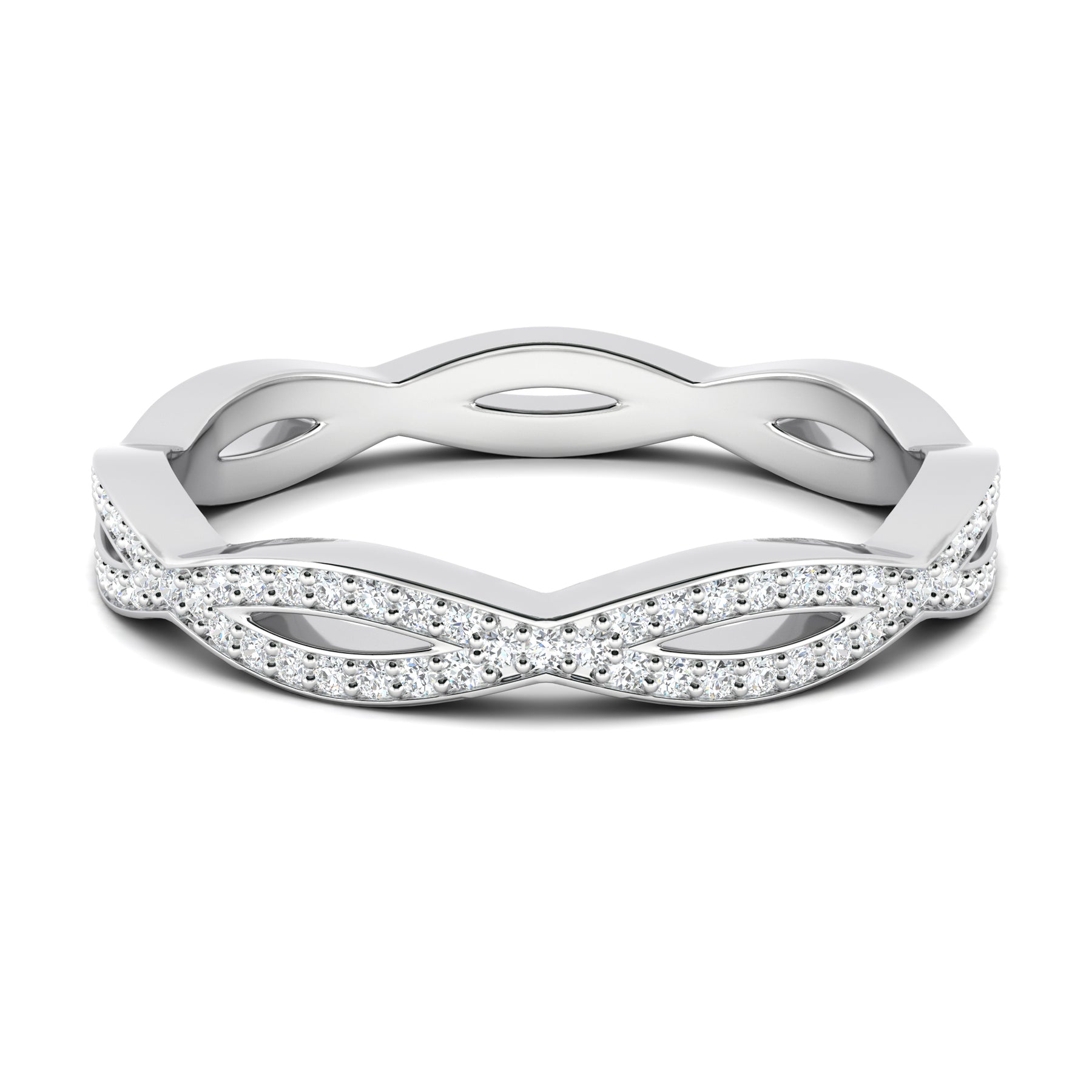0.34 TCW Round Twisted Moissanite Wedding Band