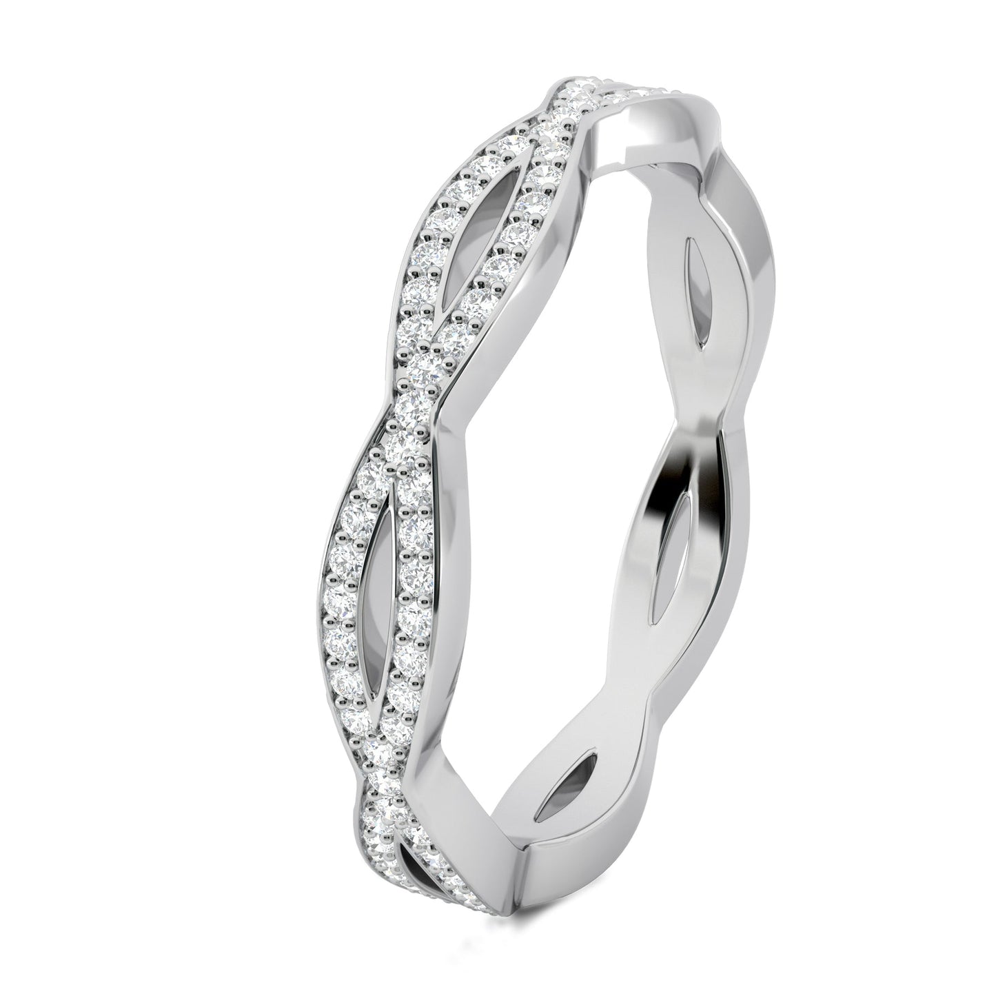 0.34 TCW Round Twisted Moissanite Wedding Band