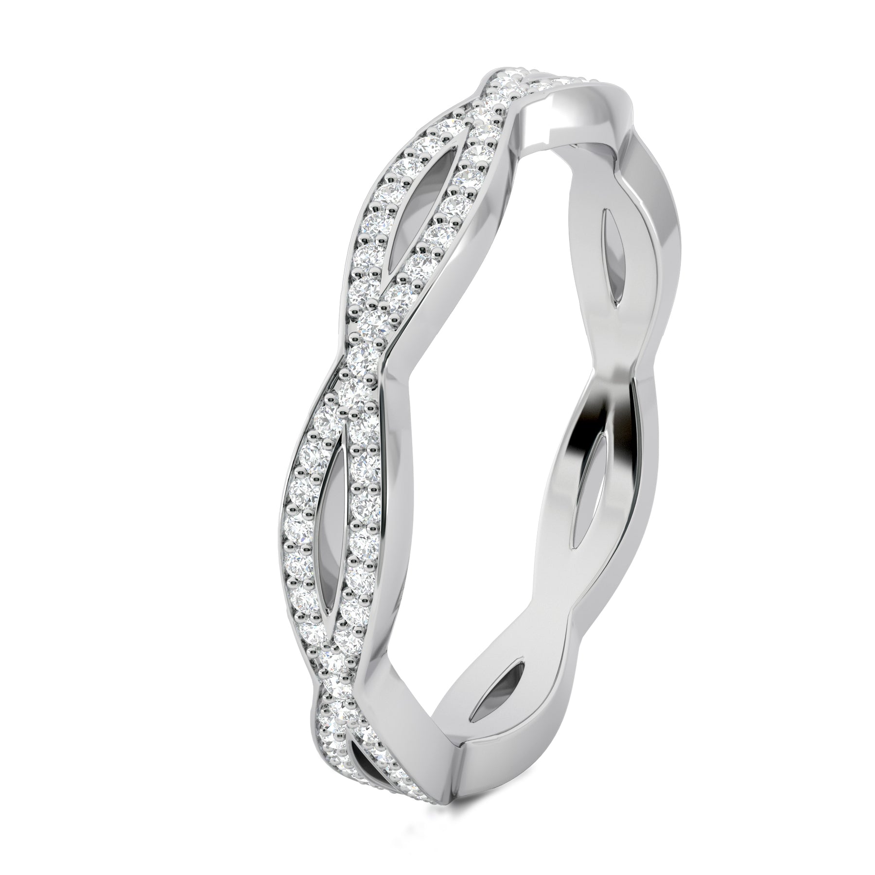 0.34 TCW Round Twisted Moissanite Wedding Band