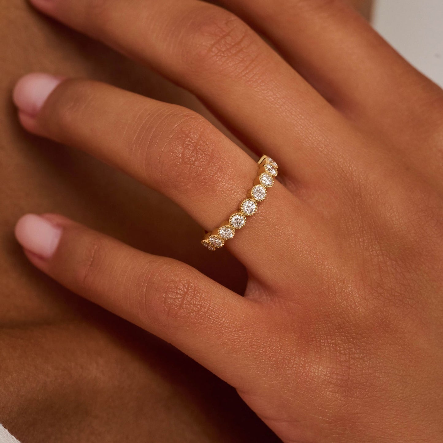 0.5 TCW Round Milgrain Moissanite Wedding Band